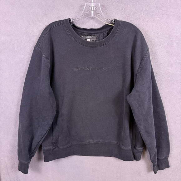 SpaceX Sweatshirt Mens L Black Space Exploration Technologies Corp Reverse Weave